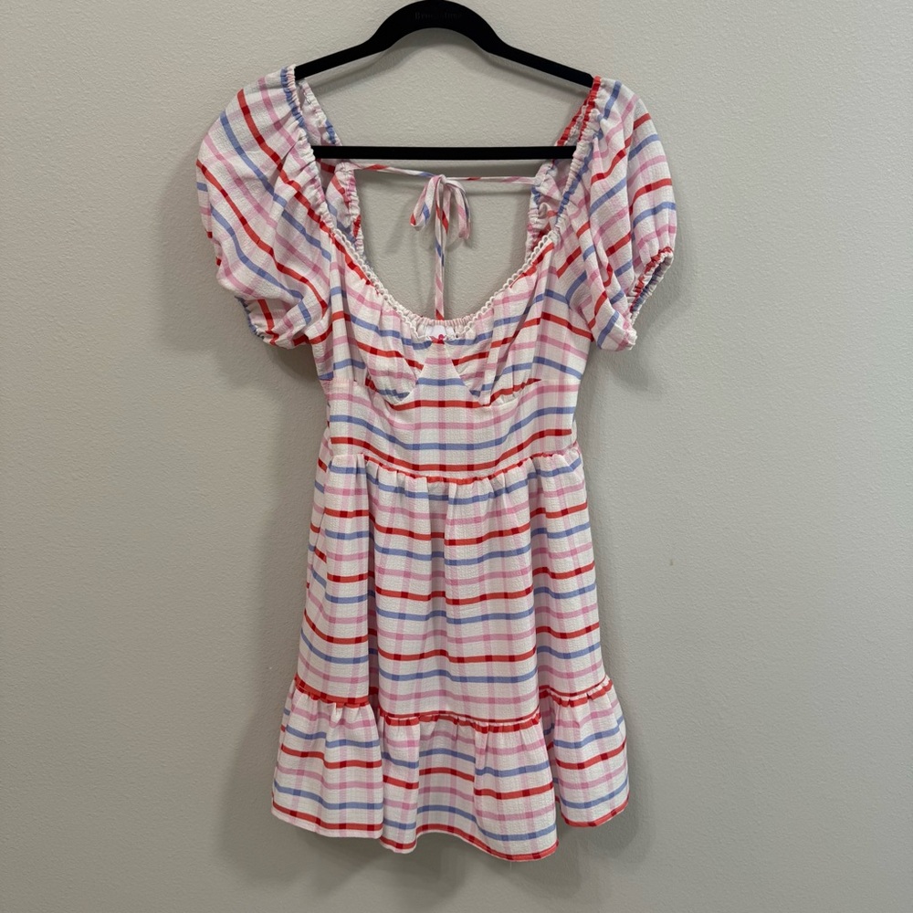 Buddy Love Plaid Babydoll Mini Dress | Puff Sleeve Cottagecore Small